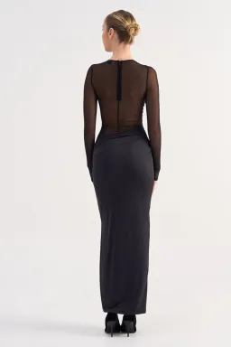 Suboo Auguste Long Sleeve Mesh Jersey Maxi Dress Black Size XS / AU 6 for rent on The Volte - image 2
