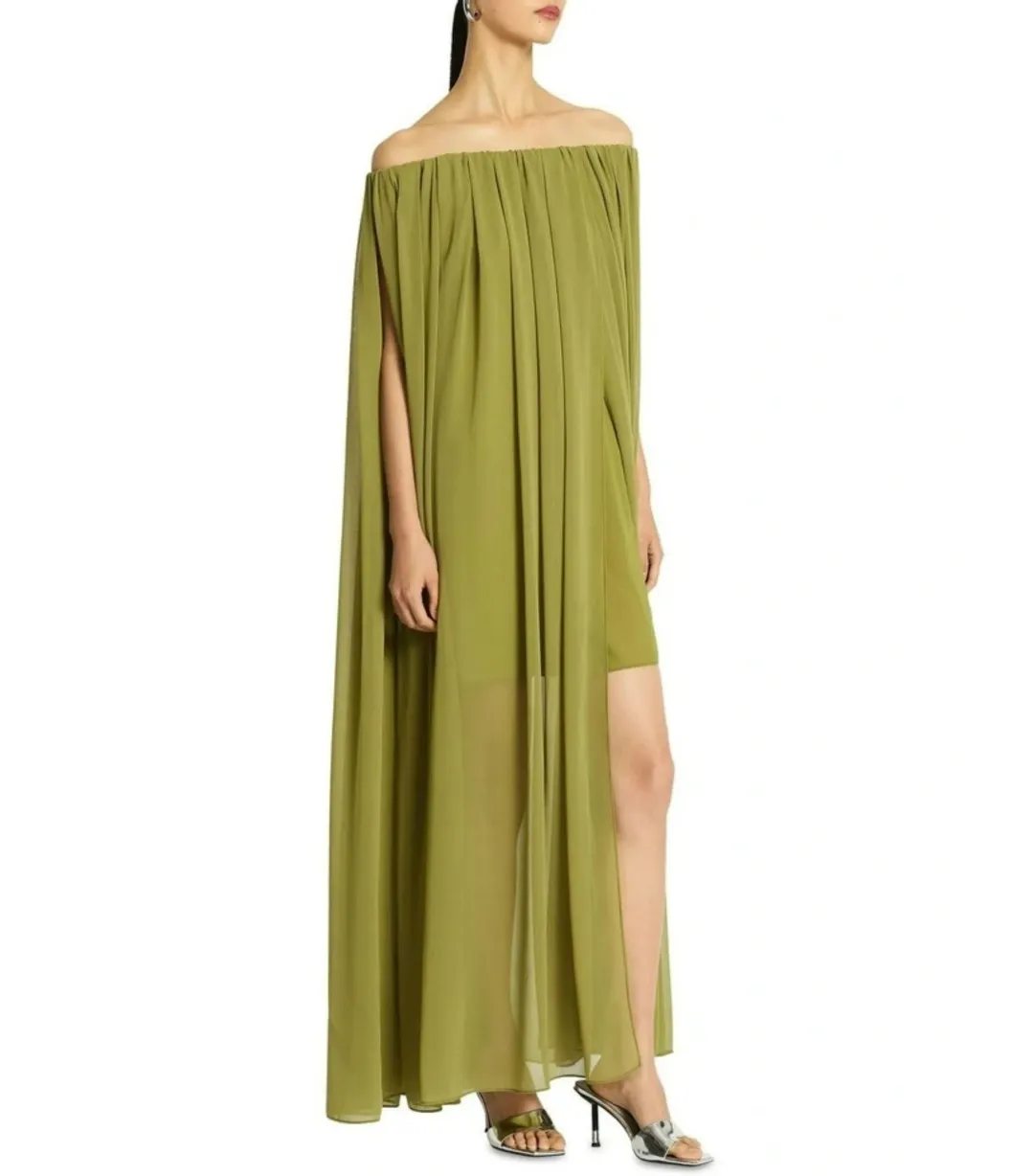 Sass & Bide Claret Maxi Dress Olive Green Size AU 6 for rent on The Volte - main image