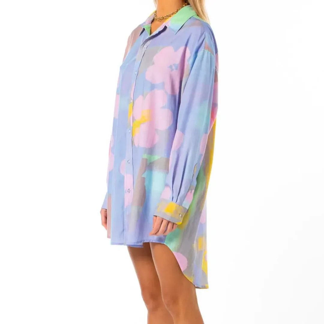 Something Very Special Happy High-biscus Shirt Dress Multi Size AU 10  for rent on The Volte - main image