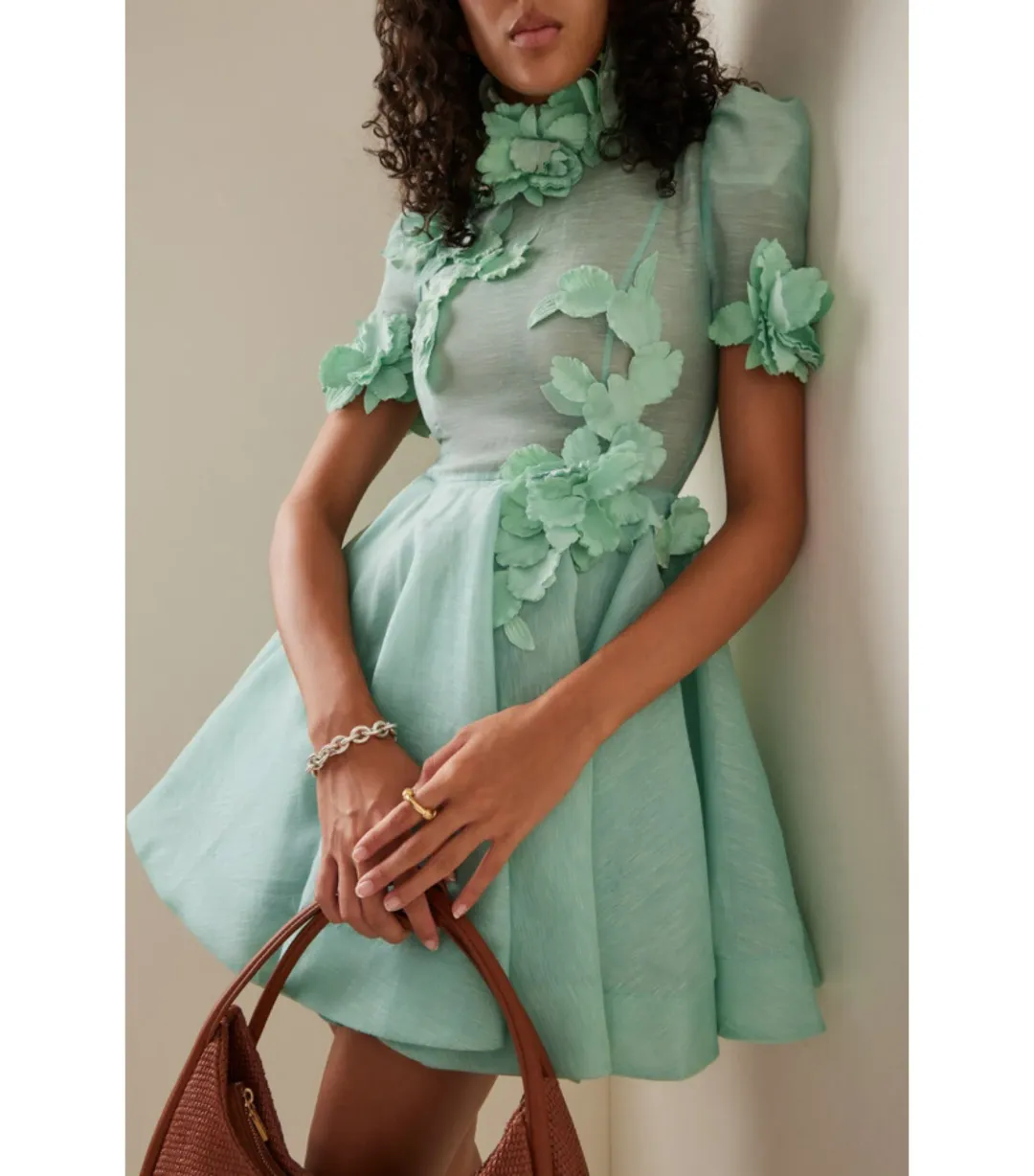 Zimmermann High Tide Lift Off Flower Mini Dress Mint Size 1 / AU 10  for rent on The Volte - main image