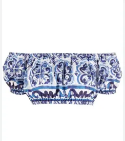 Dolce & Gabbana Majolica Top and Maxi Skirt Set Blue Size AU 8  for rent on The Volte - image 3