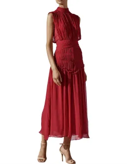 Shona Joy Leonie High Neck Midi Dress Scarlet Red Size 8 for rent on The Volte - image 1