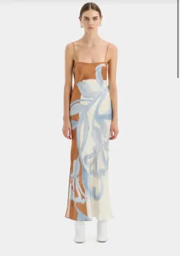 Sir the Label Sorrento Slip Dress Blue & Brown Sciarpa Print  Size 8 for rent on The Volte - image 1