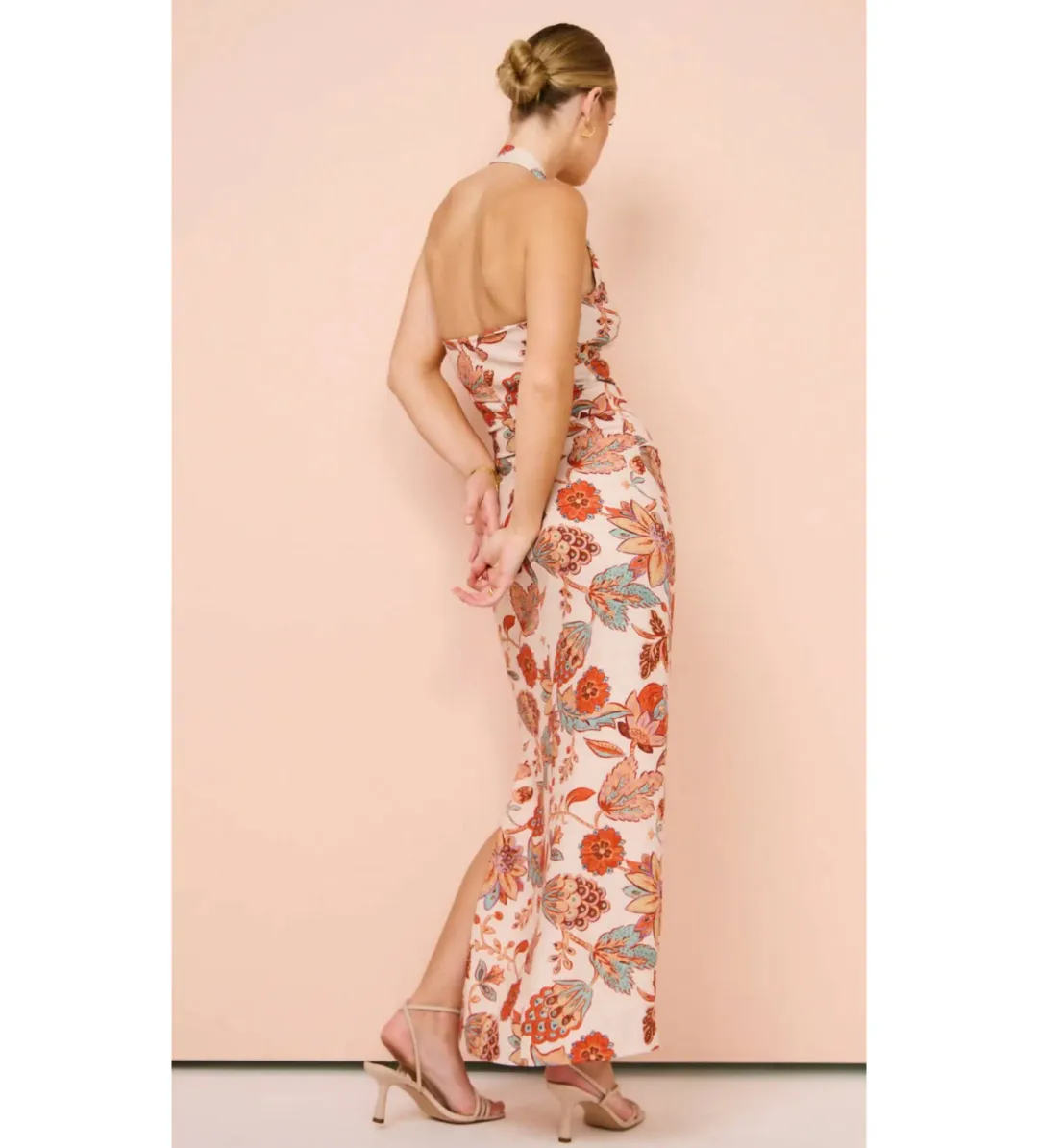 Sir the Label Noemi Halter Midi Dress Print Size 8 for rent on The Volte - main image