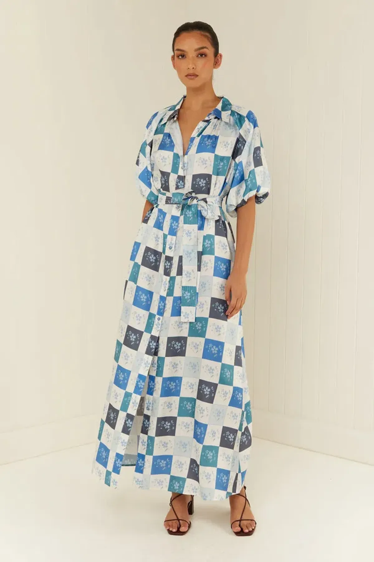 Palm Noosa Carla Shirt Dress White/Blue Size 14 for rent on The Volte - main image