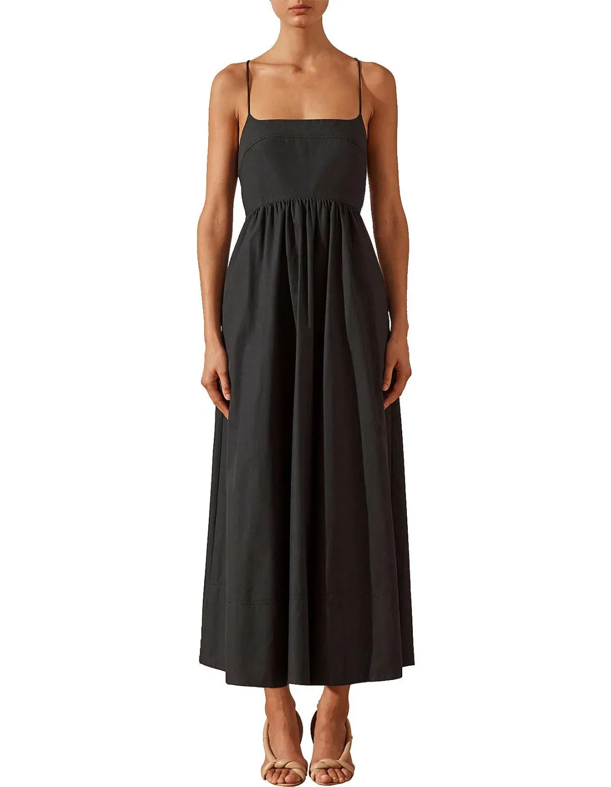 Shona Joy Andrea Low Open Back Midi Dress Black Size 6 for rent on The Volte - main image