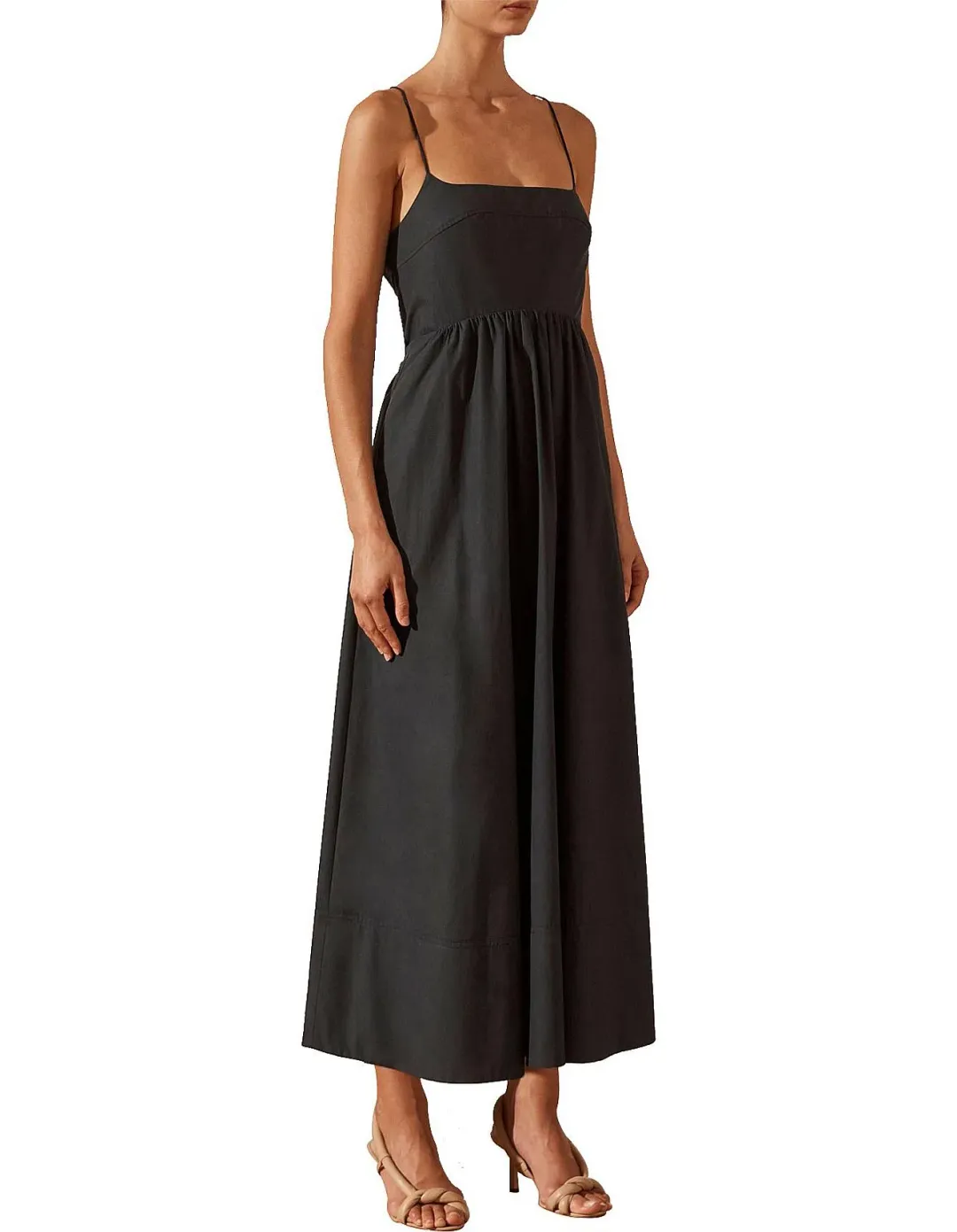 Shona Joy Andrea Low Open Back Midi Dress Black Size 6 for rent on The Volte - main image