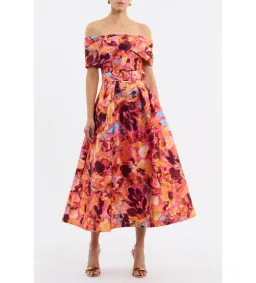 Rebecca Vallance Gardenia Midi Dress Pink Floral Size 14 for rent on The Volte - image 1