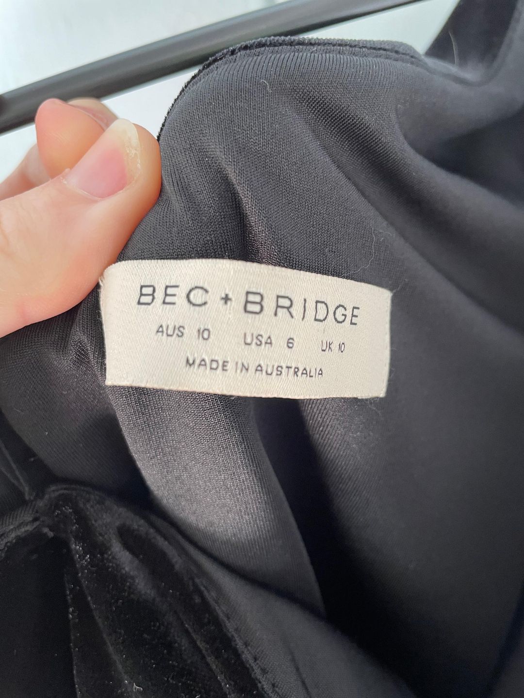 Bec and Bridge Oliviane Velvet Asymmetrical Midi Black Size 10 for rent on The Volte - main image
