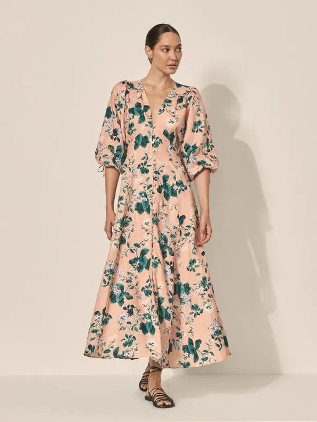 Kivari Jemima Maxi Dress Pink Floral Size 16 for rent on The Volte - main image
