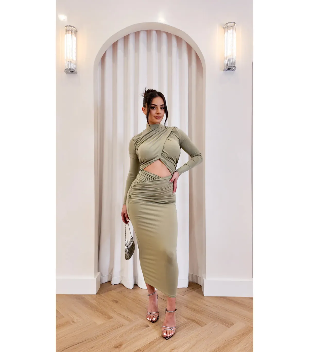 Misha Emmeline Midi Dress Sage Size 6/XS for rent on The Volte - main image