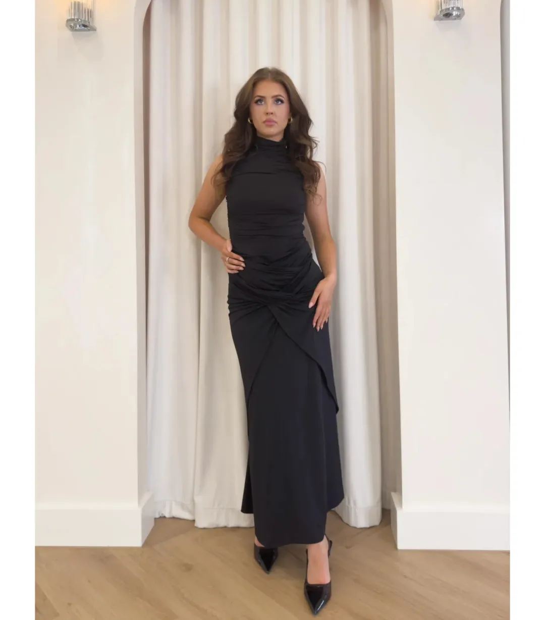 Bianca & Bridgett Jodie Ruched Top and Skirt Set Black Size L / AU 12 for rent on The Volte - main image