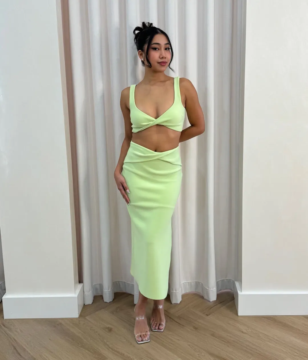 Bec & Bridge Clover Top and Midi Skirt Set Green Size XS / AU 6 for rent on The Volte - main image