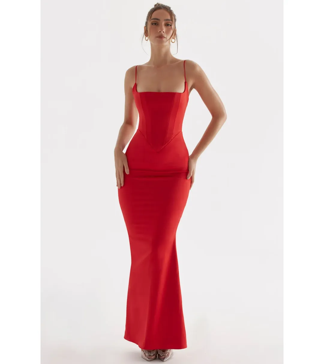 House of CB  Olivette Satin Corset Maxi Dress Red Rose Size S / AU 8 for rent on The Volte - main image