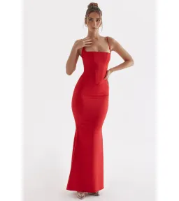 House of CB  Olivette Satin Corset Maxi Dress Red Rose Size S / AU 8 for rent on The Volte - image 1