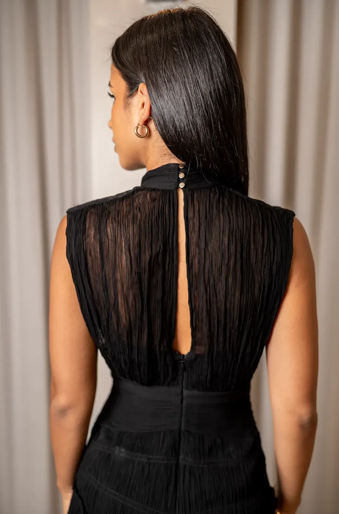 Shona Joy Clemence High Neck Midi Dress Black Size S/AU 8  for rent on The Volte - main image