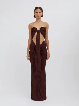 Christopher Esber Bezel Quartz Disconnect Dress Mahogany Size S/Au 8  for rent on The Volte - image 1