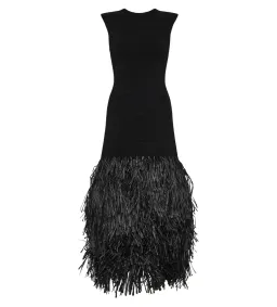 Aje Rushes Rafia Knit Midi Dress Black Size 4  for rent on The Volte - image 9