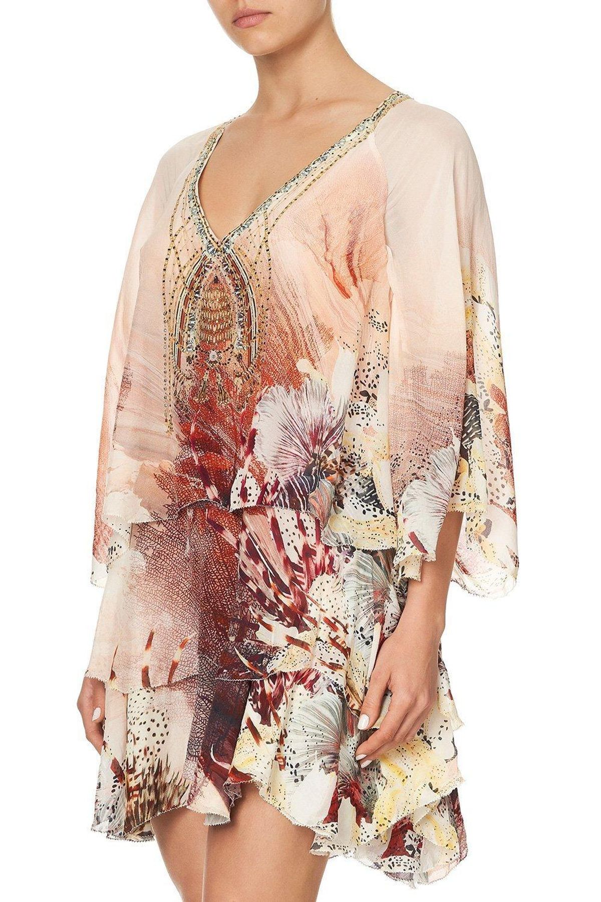 Camilla Layered Frill Short Dress Coastal Treasure Size 10 for rent on The Volte - main image