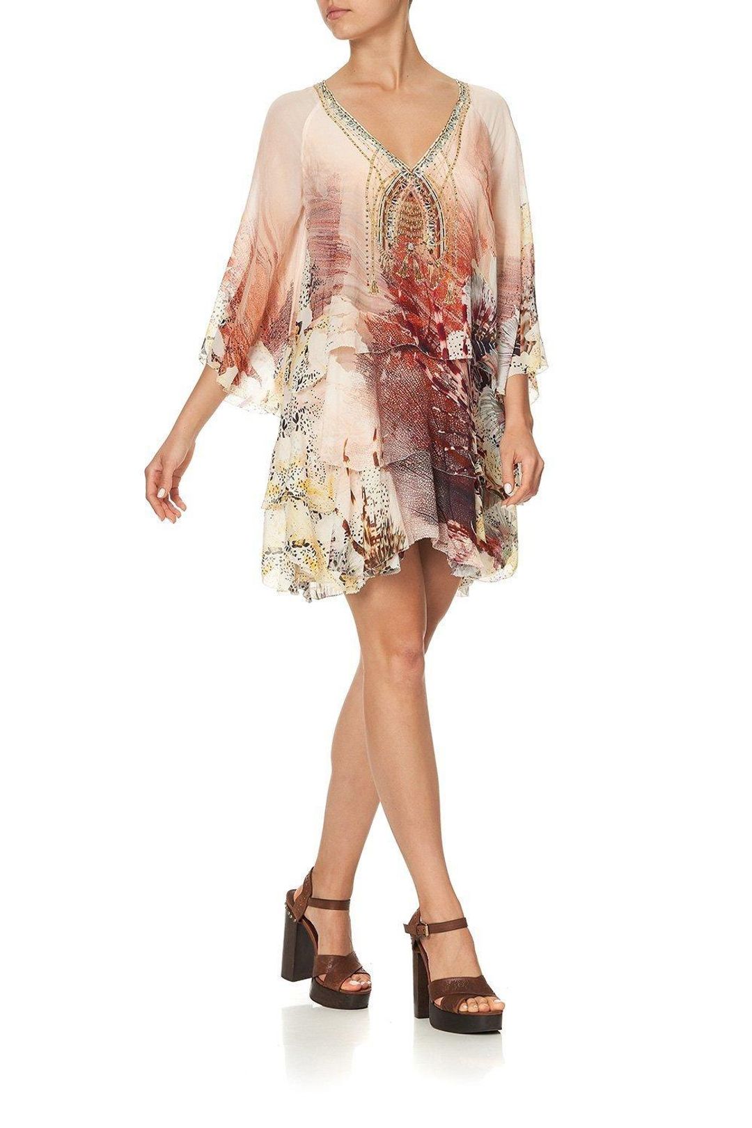 Camilla Layered Frill Short Dress Coastal Treasure Size 10 for rent on The Volte - main image
