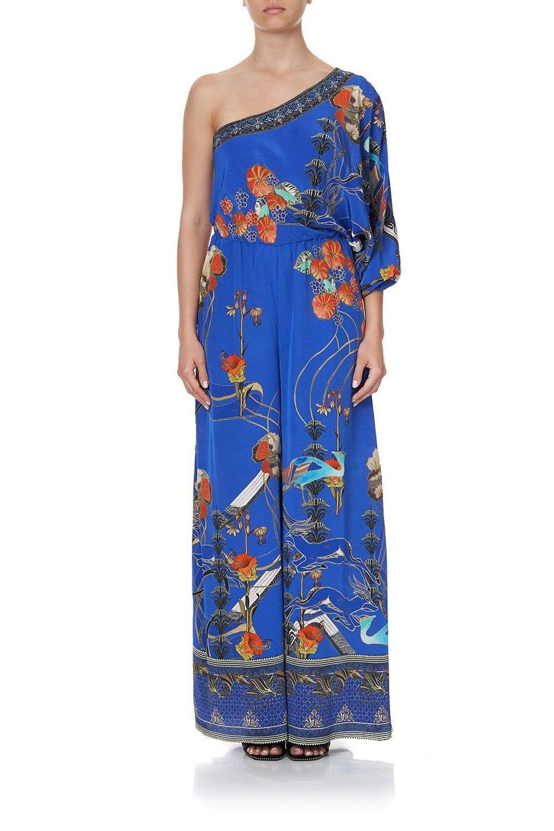 Camilla One Shoulder Flared Jumpsuit Tree of Life Size 10 for rent on The Volte - main image