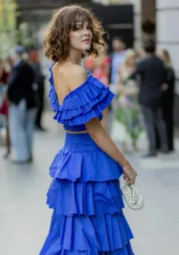 Aje Imagination Frill Sleeve Top Size AU 14 and Eleni Tiered Maxi Skirt Blue Size AU 12 for rent on The Volte - image 6