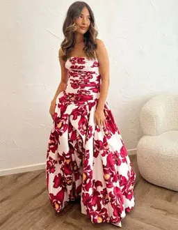 AJE Behold Maxi Dress Red Floral Size AU 16 for rent on The Volte - image 1