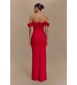 Nova Ruffle Off Shoulder Maxi Dress Ruby Size XS / AU 6 for rent on The Volte - image 3