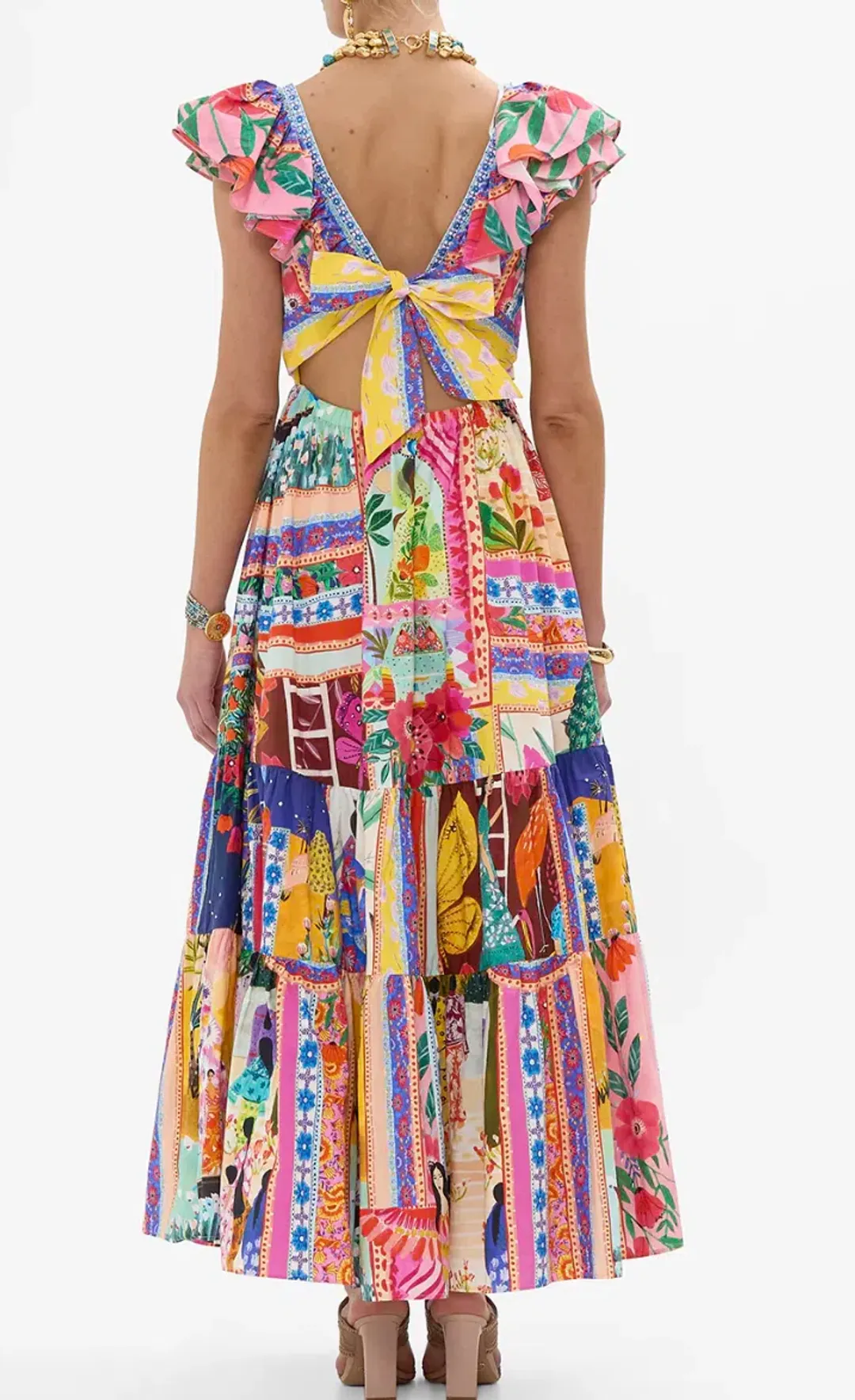Camilla Tiered Dress with Neck Frill Roeqiyas Realm size L / AU 14 for rent on The Volte - main image