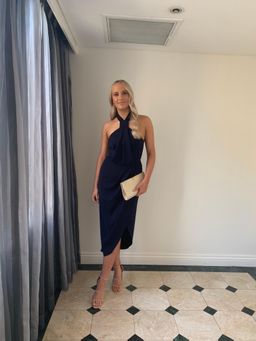 Shona Joy core knot draped dress navy Size 8 for rent on The Volte - image 4
