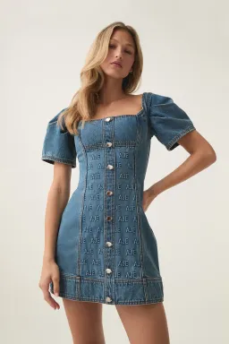 Aje Nika Logo Denim Mini Dress Size AU 6 for rent on The Volte - image 3