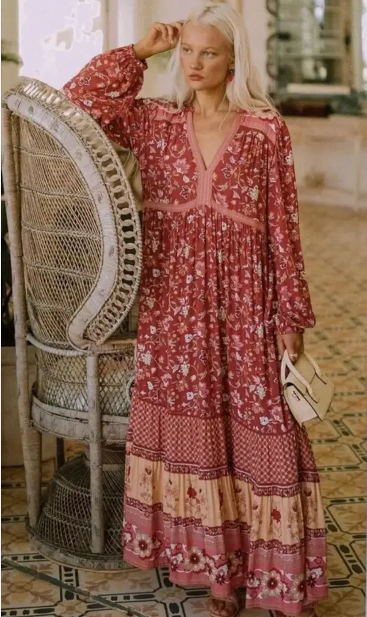 Spell The Gypsy Portobello Road Maxi Dress Red Size 14 for rent on The Volte - main image