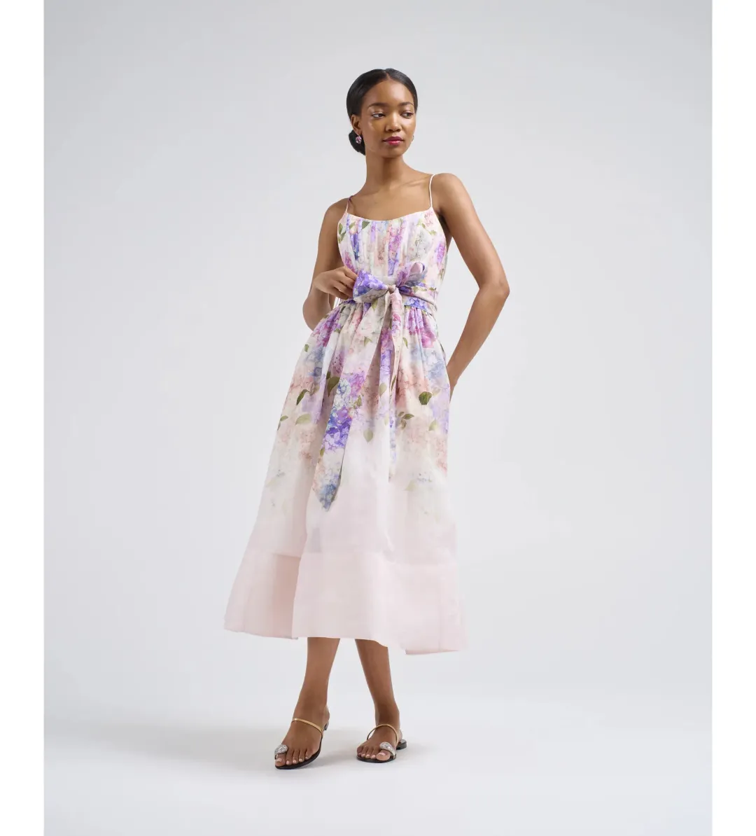 Zimmermann Dawning Corset Midi Dress Multi Hydrangea Size 1/AU 10 for rent on The Volte - main image