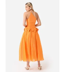 Alemais Macie One Shoulder Rosette Dress Saffron Size 10 for rent on The Volte - image 3