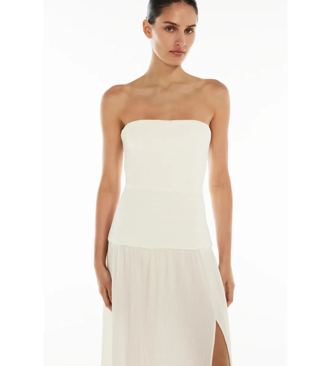 Manning Cartell Double Time Pleat Strapless Maxi Dress in White Size AU 6 for rent on The Volte - main image