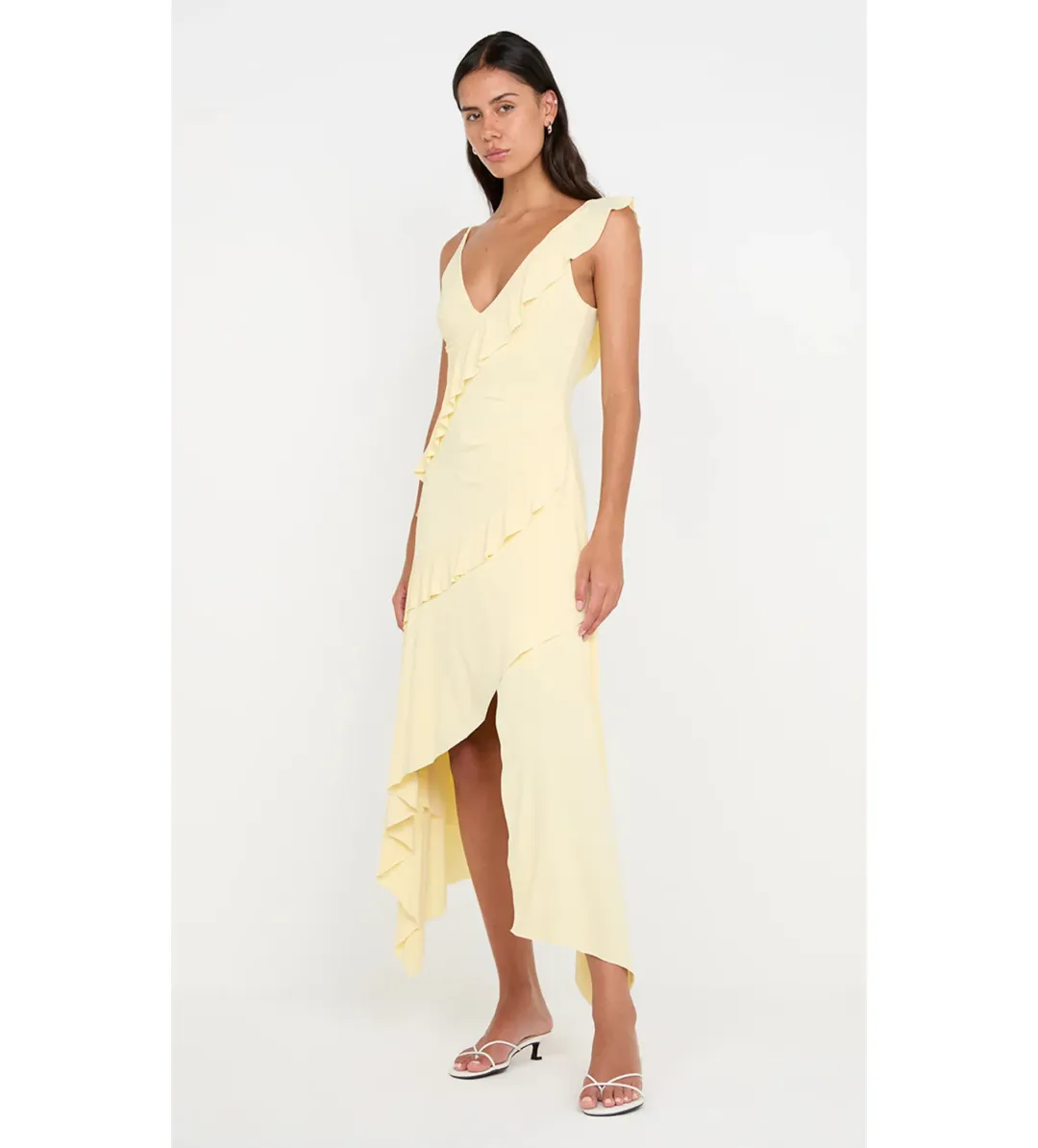 Bec and Bridge Marnie Asym Asymmetrical Dress in Yellow Size 10  for rent on The Volte - main image