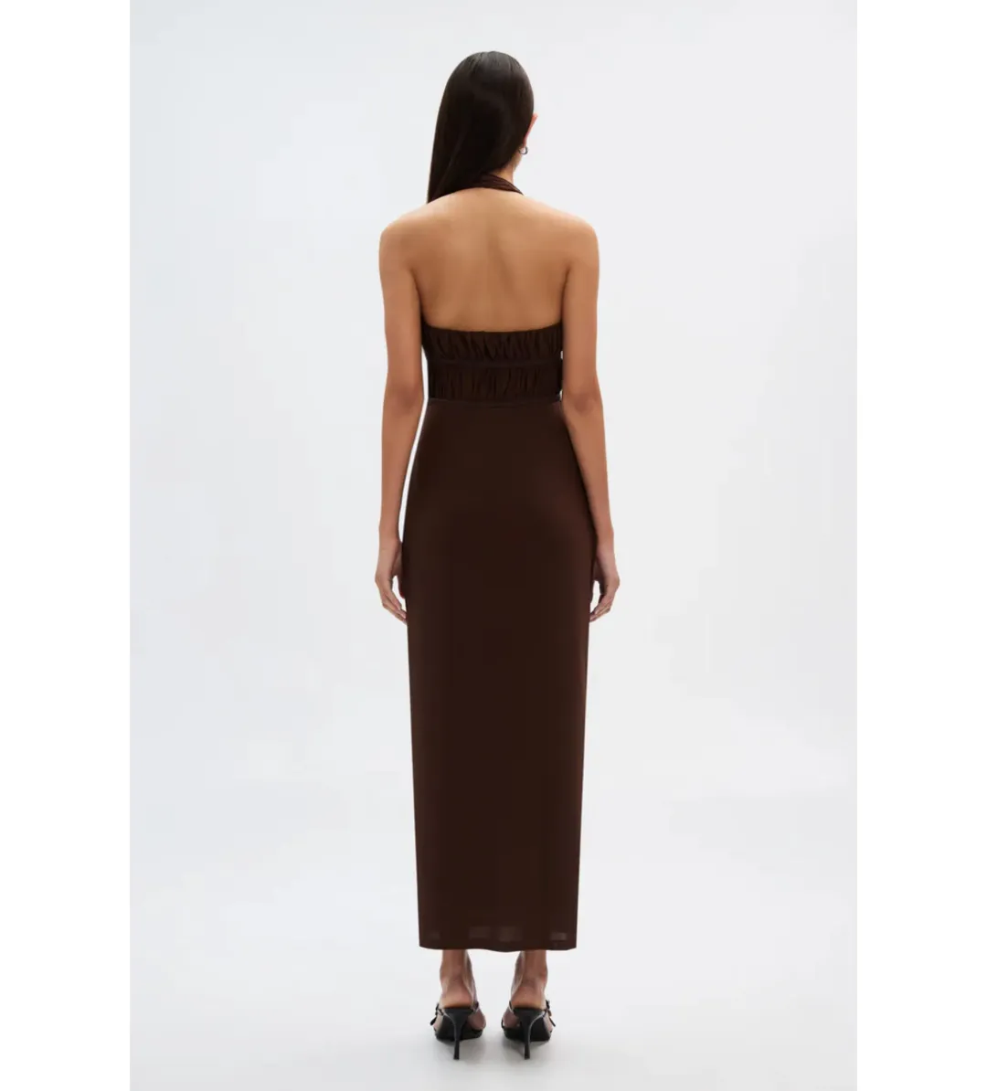 Misha The Celine Dress in Mesh Espresso Brown Size 10/M for rent on The Volte - main image