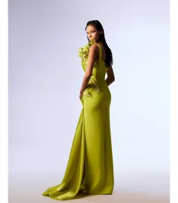 Gaby Charbachy Intricate Lace And Organza Mermaid Dress Lime Size AU 10 for rent on The Volte - image 2