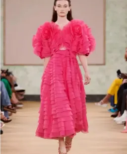 Aje Amour Ruffle Midi Dress Pink Size 4 for rent on The Volte - image 1