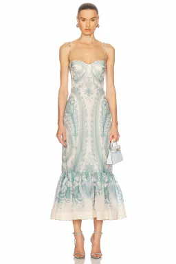 Zimmermann The Illuminate Gown in Turquoise Paisley Size 0 /Au 8 for rent on The Volte - image 1