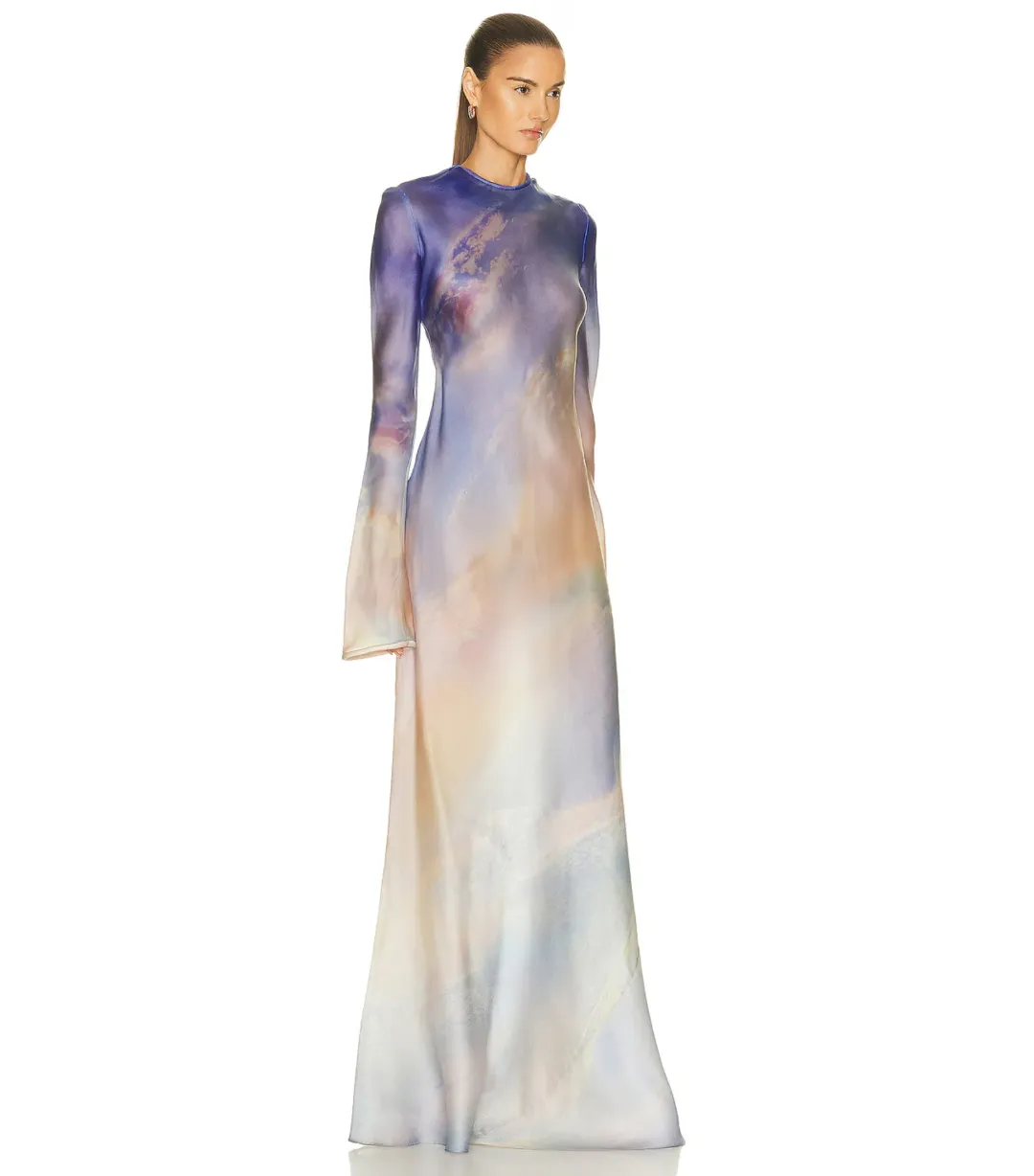 Zimmermann Tama Bias Slip Maxi Dress in Vanilla Blue Sky Size 2 / AU 12 for rent on The Volte - main image