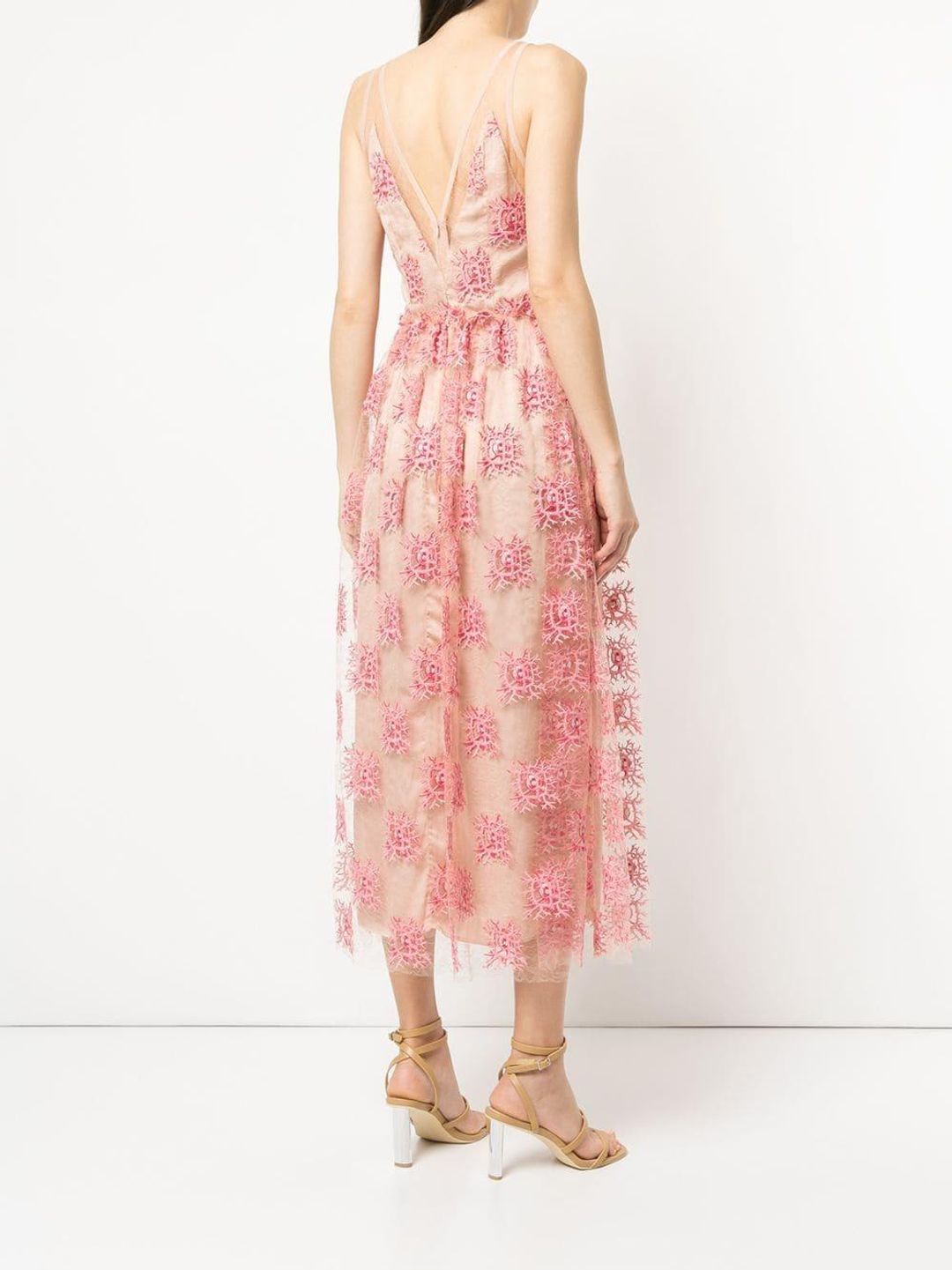 Manning Cartell Embroidered Sheer Midi Dress Pink Size 6 for rent on The Volte - main image