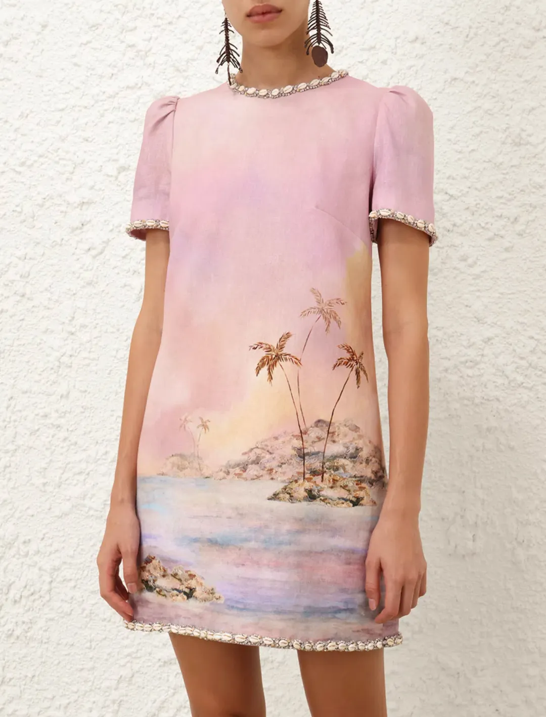 Zimmermann Dawning Embellished Mini Dress Print Size 3 / AU 14 for rent on The Volte - main image