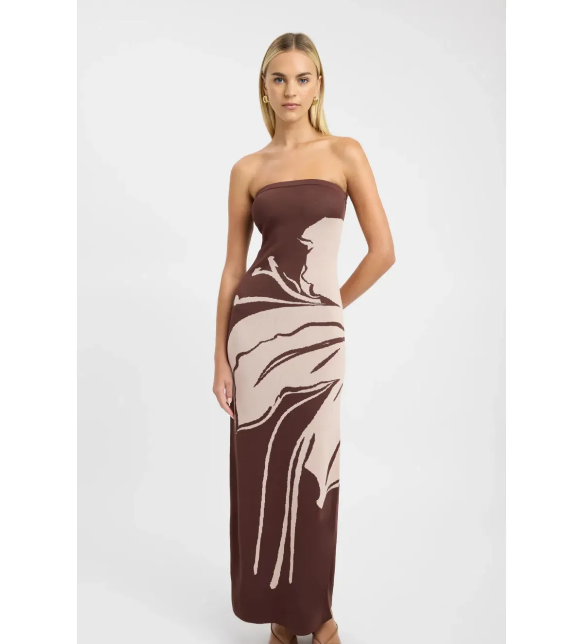 Kookai Aloha Strapless Maxi Dress in Macadamia Size AU 8 for rent on The Volte - main image