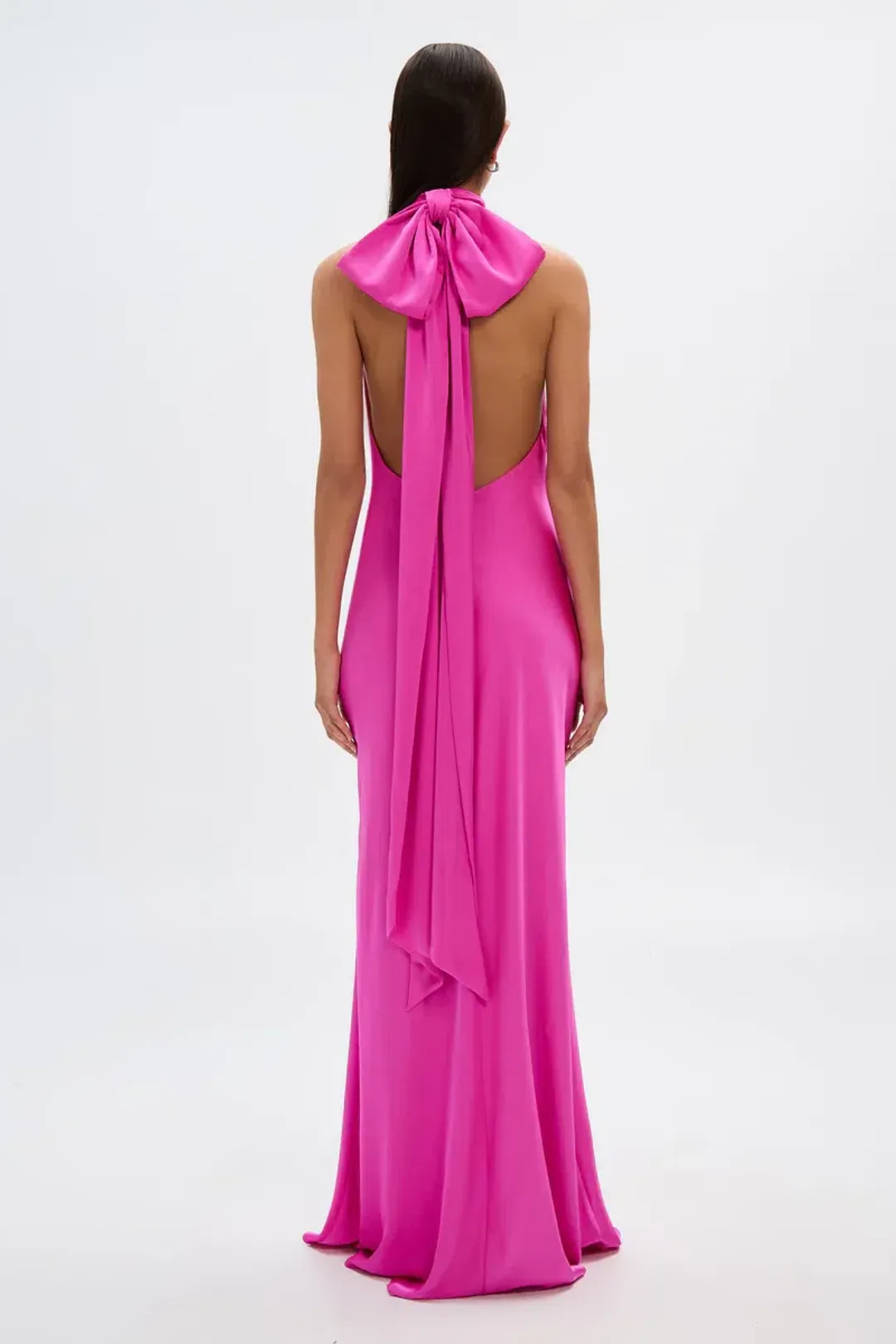 Misha Collection Evianna Satin Dress Hot Pink Size 8/S for rent on The Volte - main image