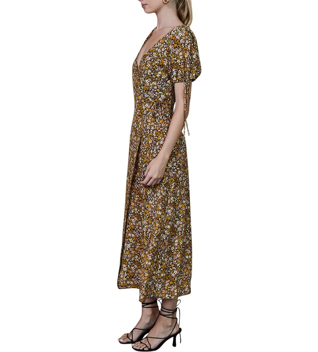 BEC+ BRIDGE MAISIE SILK SHORT SLEEVE FLORAL PRINT MIDI DRESS SIZE AU 6 for rent on The Volte - main image