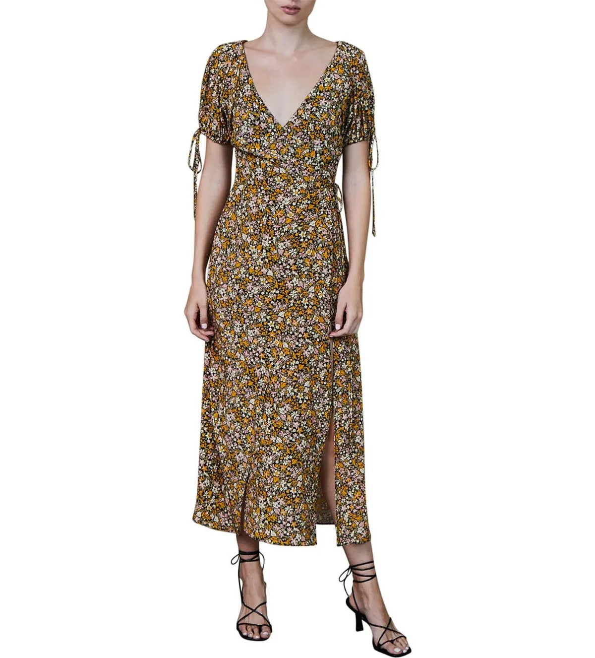 BEC+ BRIDGE MAISIE SILK SHORT SLEEVE FLORAL PRINT MIDI DRESS SIZE AU 6 for rent on The Volte - main image