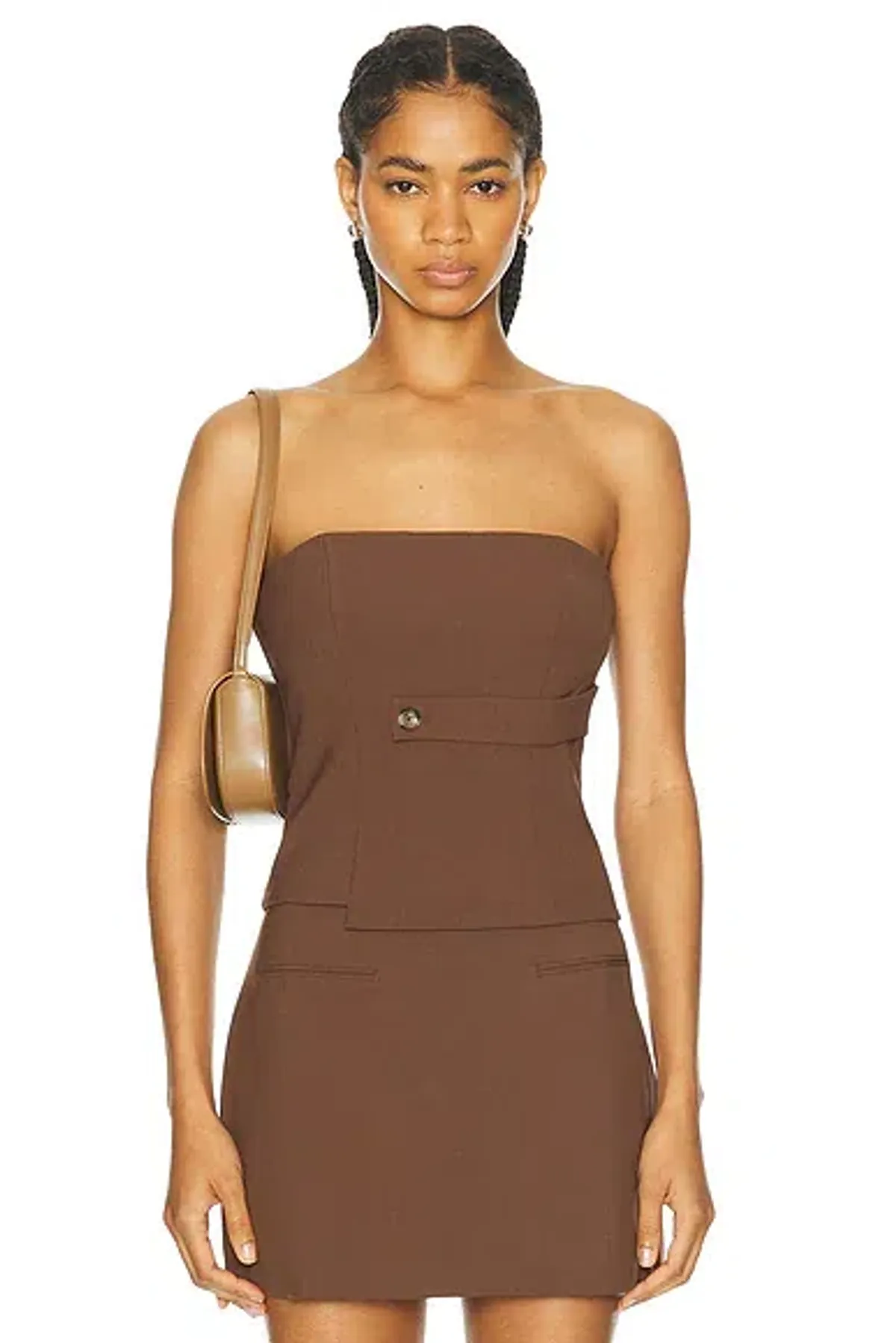 Sir The Label Bromley Bodice and Mini Skirt Set Chocolate Size 0 / AU 6 for rent on The Volte - main image