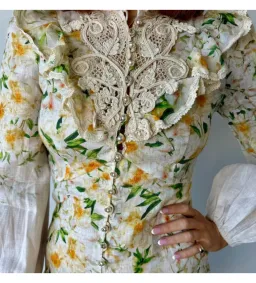 Zimmermann Coaster Battenburg Mini Dress in Blush Garden Floral Size 0/AU 8 for rent on The Volte - image 5