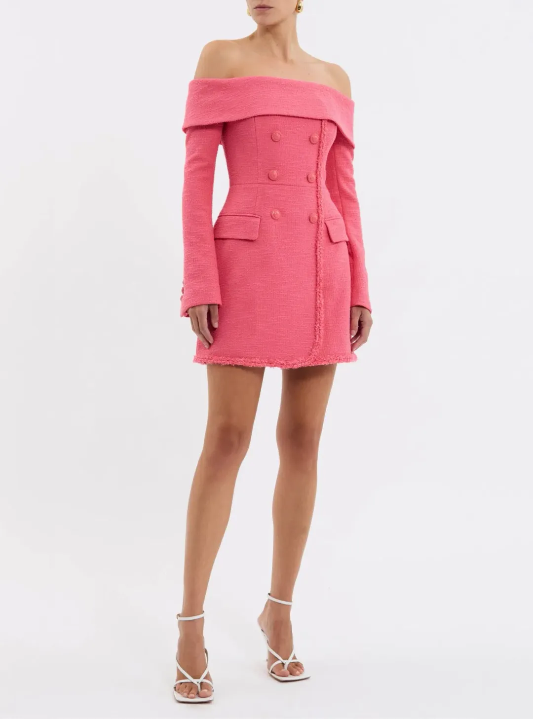Rebecca Vallance Montana Off Shoulder Mini Dress Rose Pink Size 8 for rent on The Volte - main image